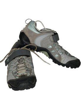 Tahoe Mountain Bike Cycling Shoes Womens 10 MTB Gray Teal Mesh Suede